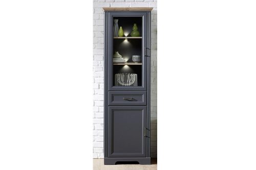 MENTA vitrines szekrény 1 üvegajtós 1 fiókos 1 ajtós 66x204 cm