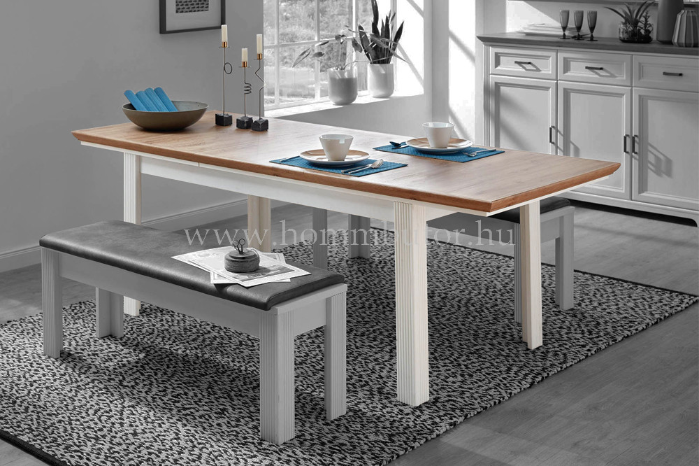 MENTA étkezőasztal 160x90 cm bővíthető kézműves tölgy-fehér színben