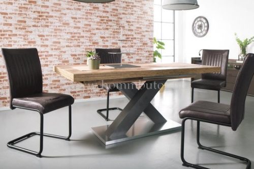 MOKKA étkezőasztal 160x90 cm bővíthető deszka tölgy-grafit színben