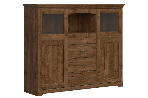 PATRAS vitrin 2 üvegajtós 4 fiókos 153x129 cm