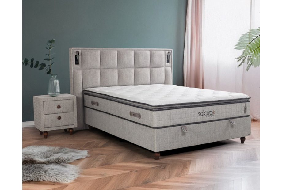 SAKIRI komplett boxspring franciaágy matraccal