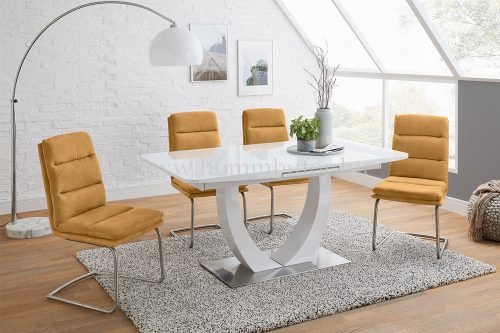 ULM étkezőasztal 160x90 cm bővíthető magasfényű fehér - üveg